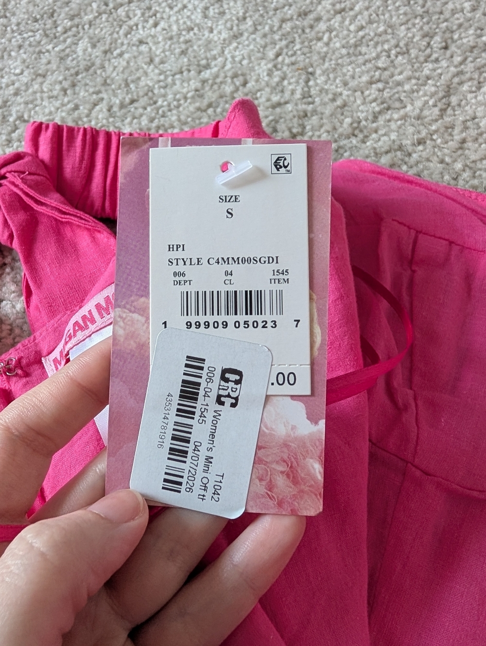 NWT Megan Moroney Mini Off the Shoulder Hot Pink Dress Small - Picture 10 of 13